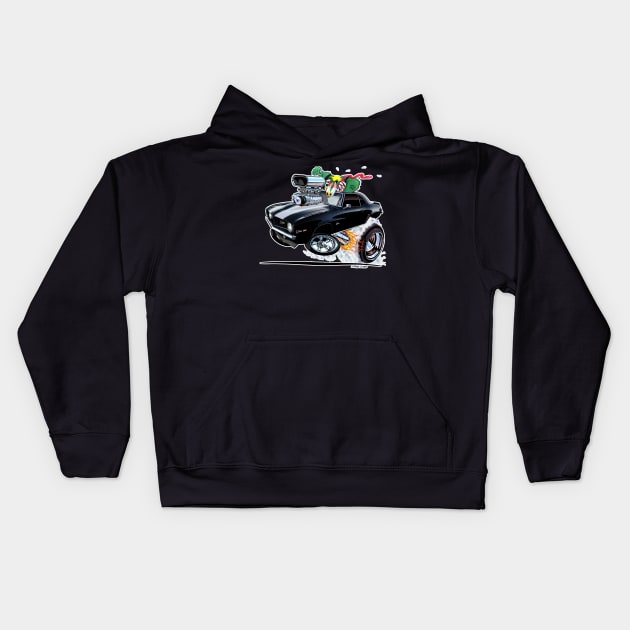 Z RATED 69 Camaro Black Kids Hoodie by vincecrain